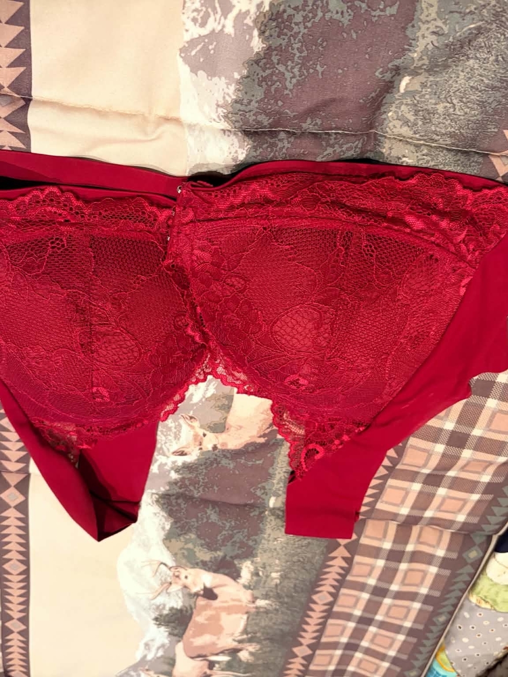 Red Lace Balconette Bra - Women's Intimates